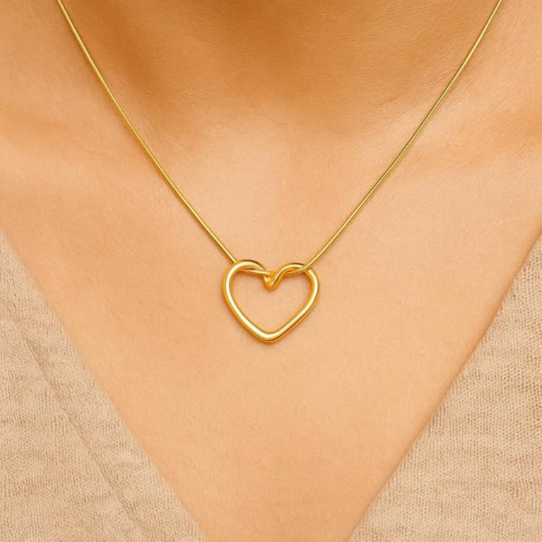 Twisted Open Heart Pendant Necklace