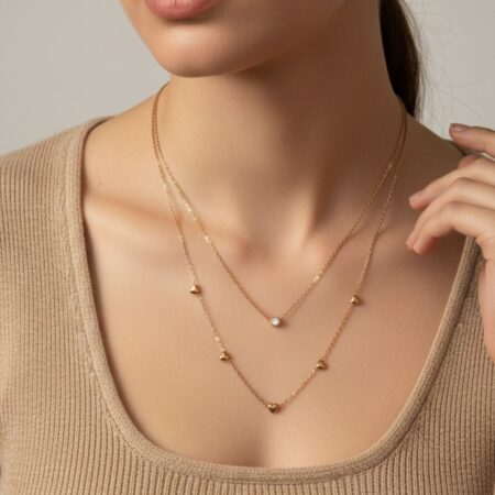 Tiny Hearts Duo Layer Necklace