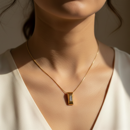 Geometric Baguette Pendant Necklace