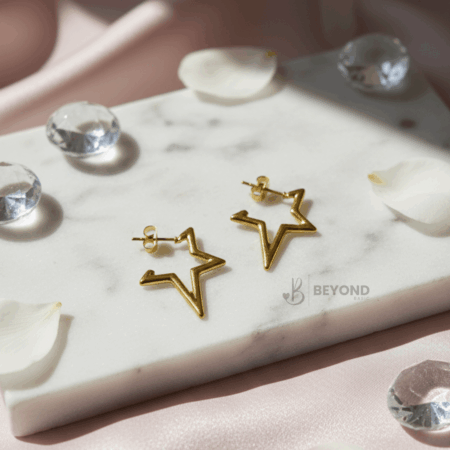 Zigzag/Star Gold Stud Earrings