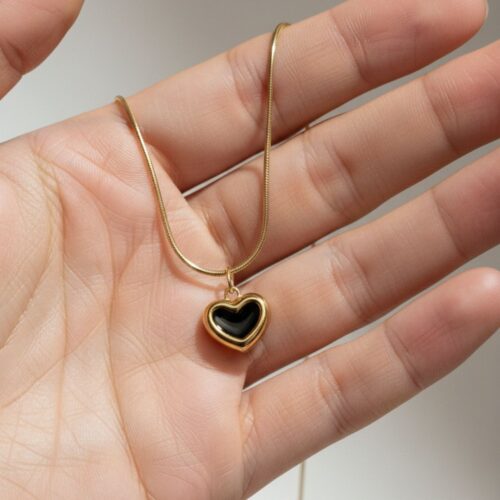 Black Heart Reversible Pendant