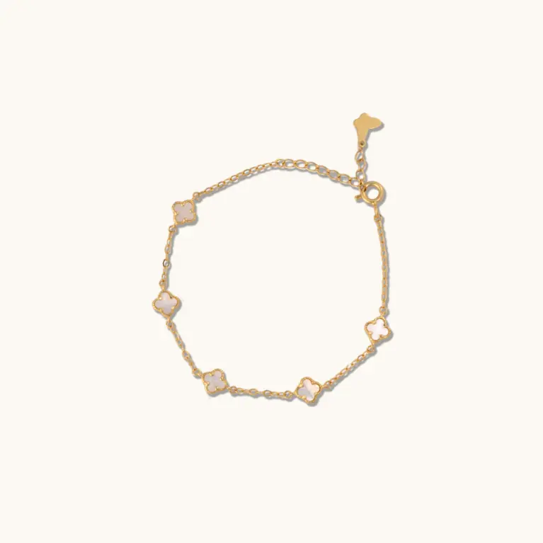 White Clover Gold Chain Bracelet