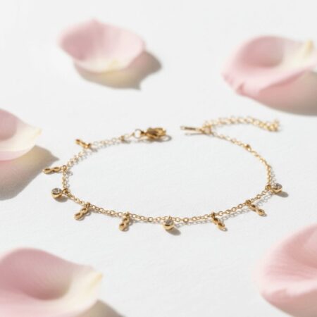 Minimal Infinity Charm Bracelet with Crystal Drops