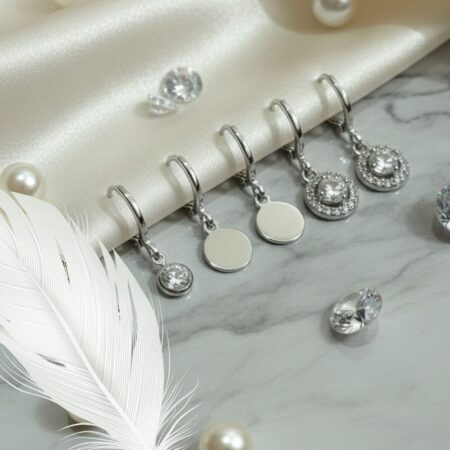 18K Gold Plated Silver-Tone Charm Hoop Earrings Set - Crystal & Disc Drops (Pack of 3 Pairs)