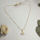 Modern Geometric Fan Crystal Pendant Necklace with Gold Finish